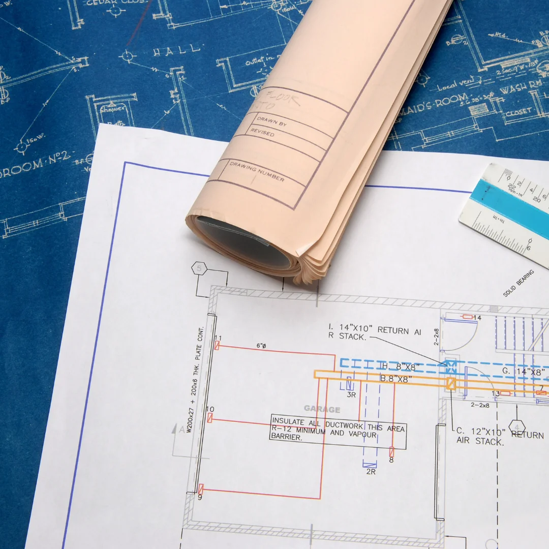 HVAC blueprints and technical drawings